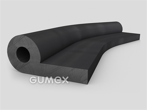 Gumový profil tvaru "P" s dutinkou, 63x29/10mm, 60°ShA, EPDM, -40°C/+100°C, čierny